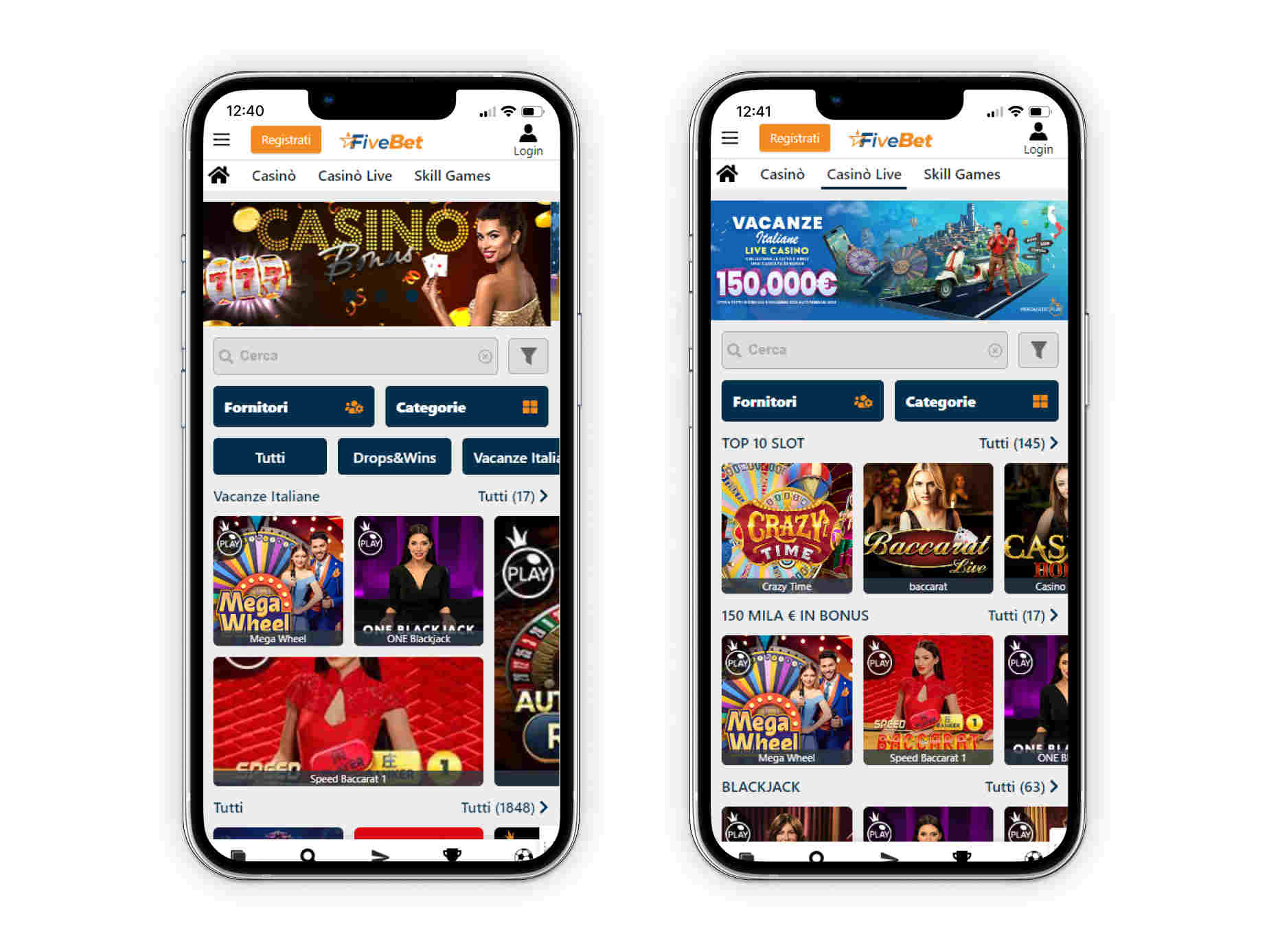 FiveBet Casino su mobile — app iOS e Android