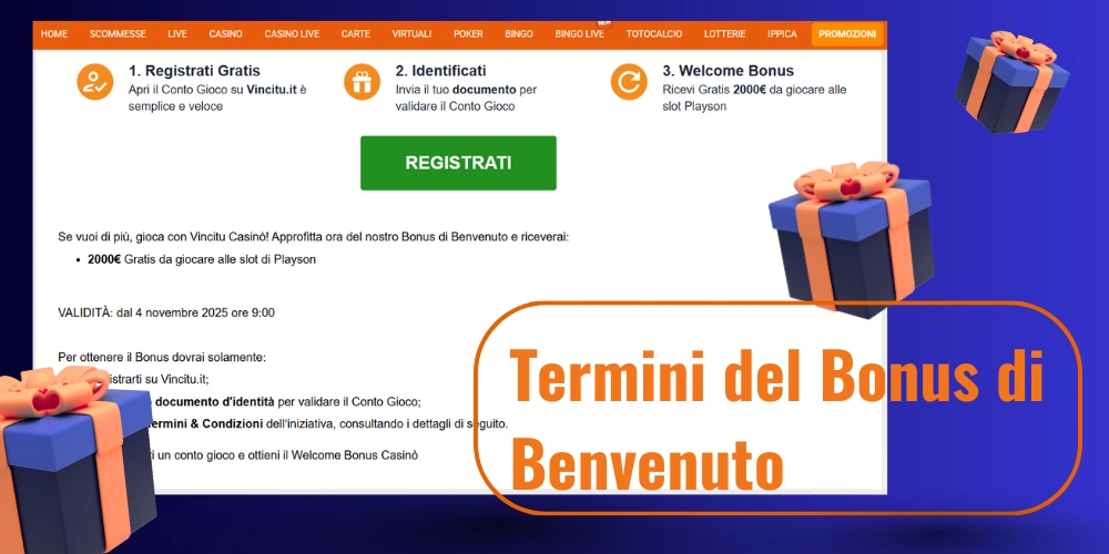 Termini del Bonus di Benvenuto FiveBet